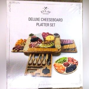Deluxe Cheeseboard Platter Set - Natural Wood